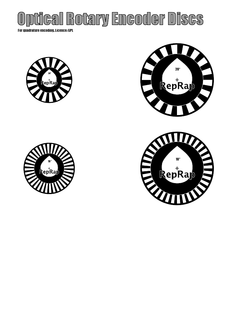 Two encoder wheels with different resolution. To be used for quadrature encoding.