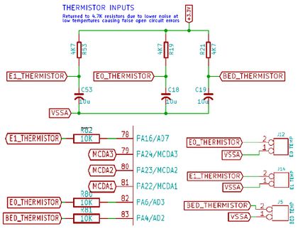 Duet board 0.8.5 internal schematics for thermistors