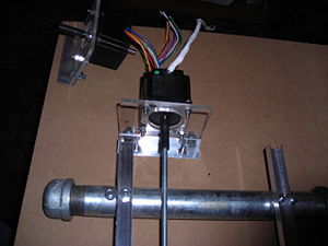 X-axis motor mount and x-axis rails mounted to frame